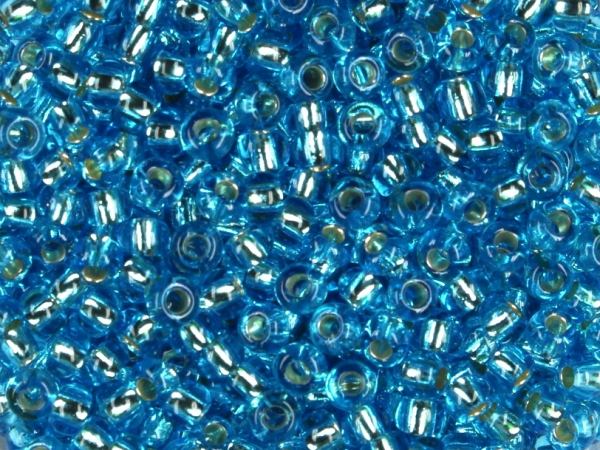 Rocailles 2,6mm silbereinzug blau