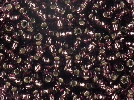Rocailles 2,6mm silbereinzug dkl.lila