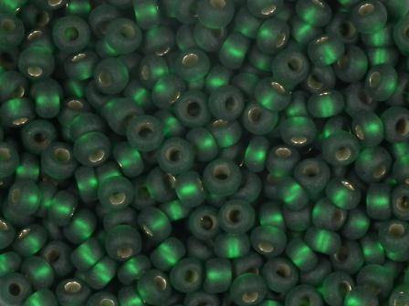Rocailles 2,6mm silbereinzug matt grün 17g