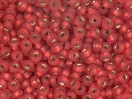 Rocailles 2,6mm silbereinzug matt rot 17g