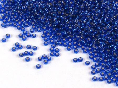 Rocailles 2,6mm 9/0 silbereinzug dunkel saphir blau