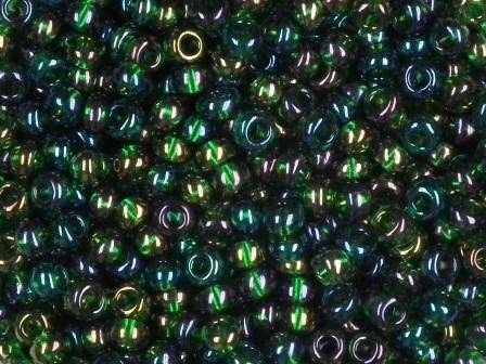 Rocailles 2,6mm rainbow dunkel grün 17g