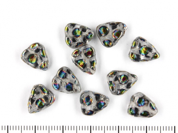 Glas-Blätter-Perlen 10x8 kristall AB-Punkte