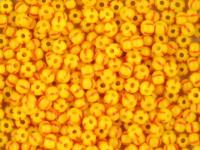 Rocailles 2,6mm 9/0 satt gestreift gelb-orange Rocailles 2,6mm 9/0 satt gestreift gelb-orange