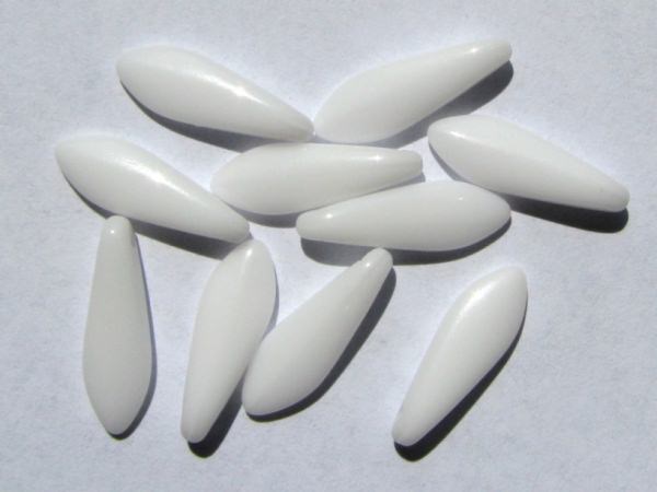dagger beads 16 x 5 mm in satt weiß