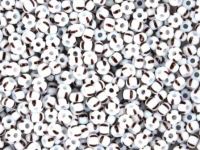 Rocailles 2,6mm 9/0 satt gestreift weiß-schwarz Rocailles 2,6mm 9/0 satt gestreift weiß-schwarz