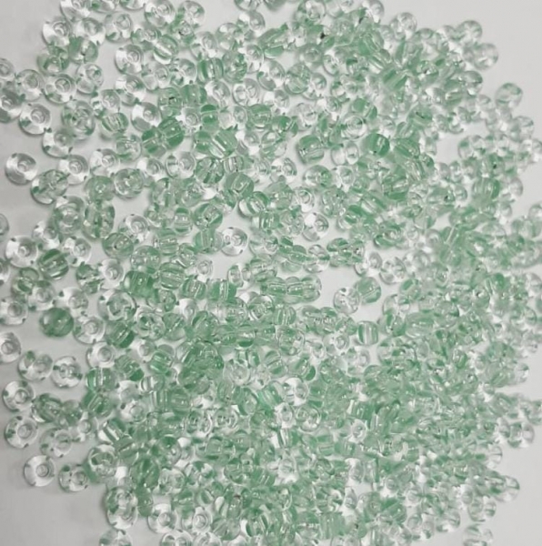 Rocailles 2,6mm 9/0 gestreift transparent-grün