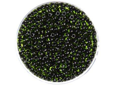 Rocailles 2,6mm Olivgrün Farbeinzug schwarz
