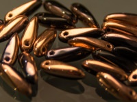 mini Dagger Beads 3x11mm schwarz Capri-Gold