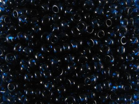 Rocailles 2,6mm 9/0 transparent dunkel aquamarin blau