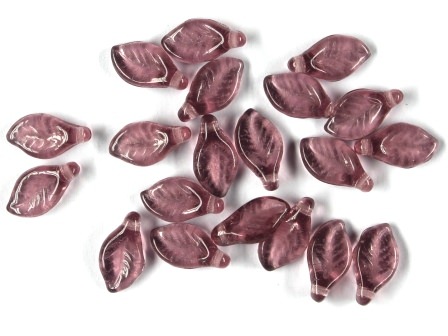 Glas-Blätter-Perlen amethyst 6x12