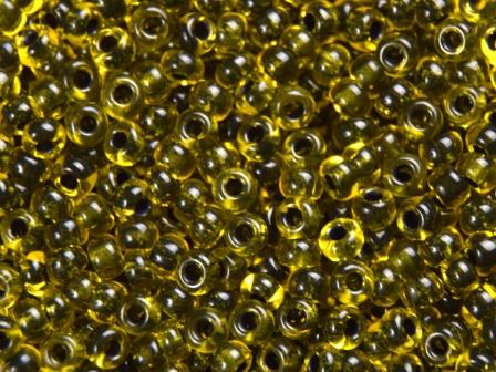 Rocailles 2,6mm Gelb Farbeinzug schwarz