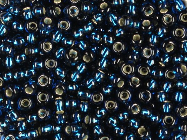 Rocailles 2,6mm silbereinzug montanblau